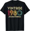 Men Vintage The Best Birthday Gifts Old 43th Birthday T Shirt Summer 43 Year Classic 1980 Limited Edition T-Shirt