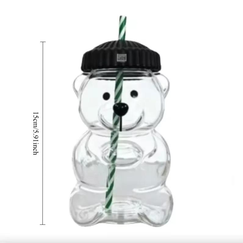 

Latest Bearstraw Cup, 20Oz Cute Bear Glass Tumbler With Durable Straw - Viral Animal Design For Smoothies, Boba & Iced Coffee 20oz
