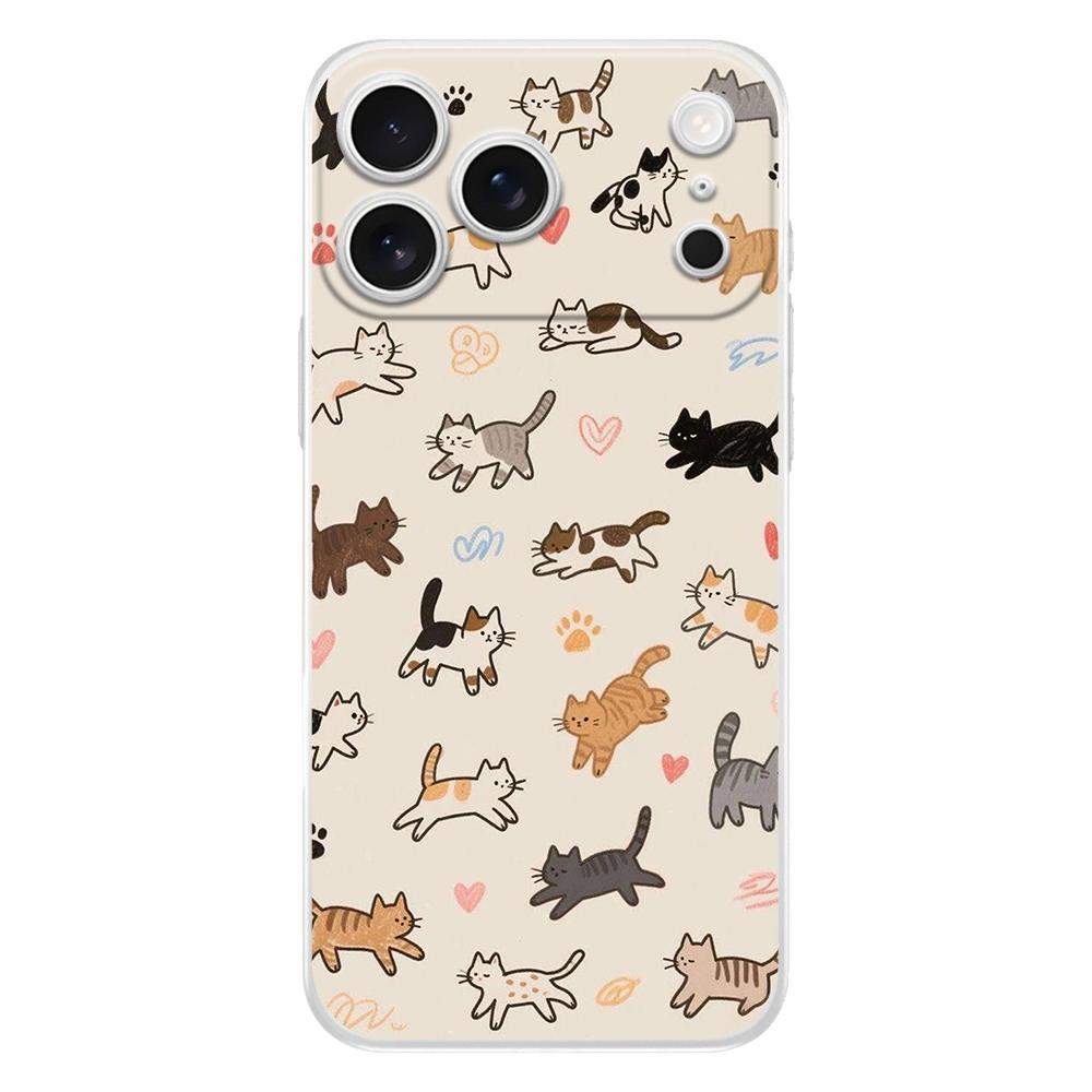 Soft Clear TPU Phone Case For iPhone 17 Air 16E 16 11 15 14 Pro MAX 12 13 7 8 Plus SE Easter Cover Protection Cat Fishing