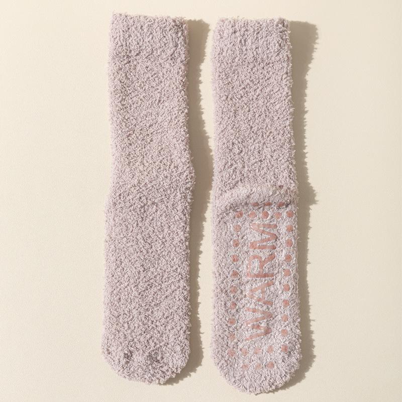 Coral Fleece Socks for Women, Warm and Non-freezing Feet In Autumn and Winter, Thick Anti-slip Socks with Fleece Silicone Soles