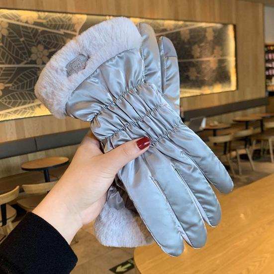 1 paire de gants d'hiver doublure en peluche épaisse coupe-vent chaud résistant au froid cinq doigts écran tactile imperméable anti-dérapant doux dame gants de cyclisme d'équitation