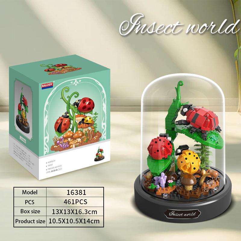 Creative Insect and Flower Building Blocks with Acrylic Box Specimen Education Toys Gift