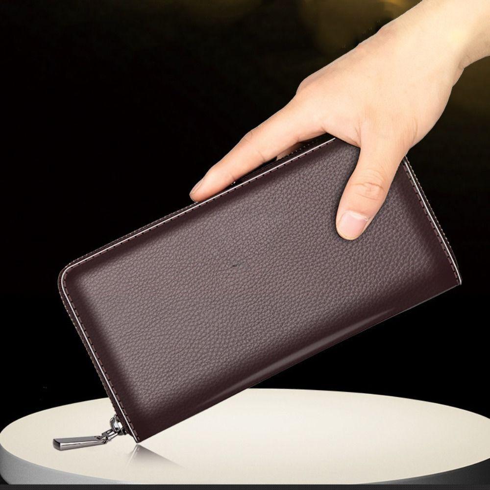 New Men's Wallet Short Frosted Leather Wallet Retro Zipper Vertical Wallet Luxury Multi-Card Wallet Phone Bag Coin Purse