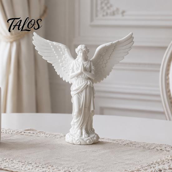 Shelf Angel Figurine 3D Printed Praying Figurine, Retro Guardian Angle Statue, Winged Women Decoration Artistic for Home Office, Housewarming