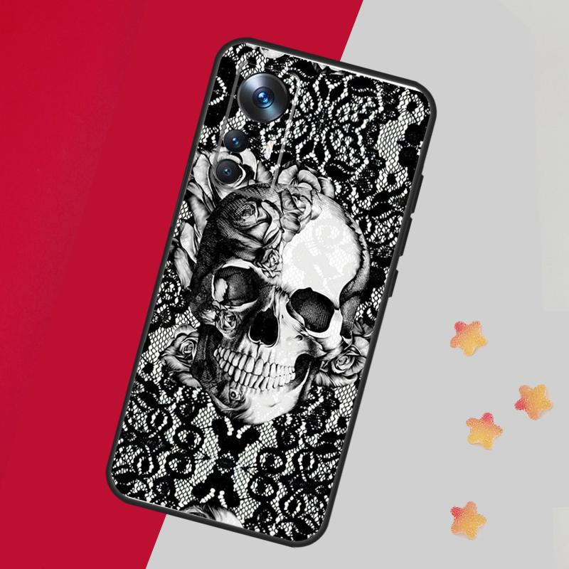 Gothic Floral Skull Case For Xiaomi 13 14 Pro 13T 12T 11T 12 Lite 12X POCO X5 X3 F5 Pro F4 X4 M5 M5s F3 Cover