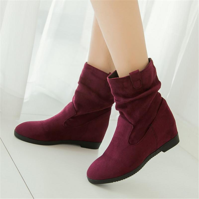 Fashion 2025 Autumn Winter New Thick Heels Short Boots Women Round Toe Ankle Botas Mujer Slip-on Chelsea Booties 33-43 Black Red Blue