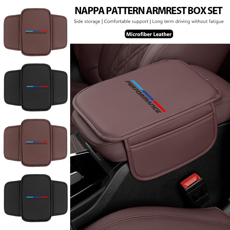Leather Car Seat Central Console Armrest Pad Storage Bag For BMW M M2 M3 M4 M5 M6 E46 E90 E60 F30 E39 X1 X3 X4 X5 ULXMV1
