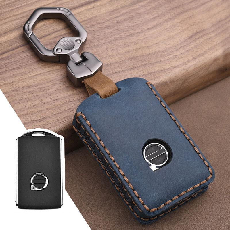 Leather Car Key Cover Case for Volvo S60 S90 XC40 XC60 XC90 V60 V90 Key Shell Protector Auto Accessory Ring Covers