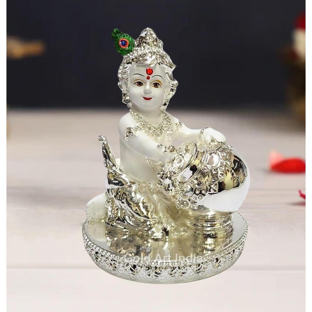 Makhan Krishna | Idol for Home Decor| Laddu Gopal Murti for Gifting | Small Statue for Office Desk | Makhan Chor Idol | Bal Gopal Idol for Puja