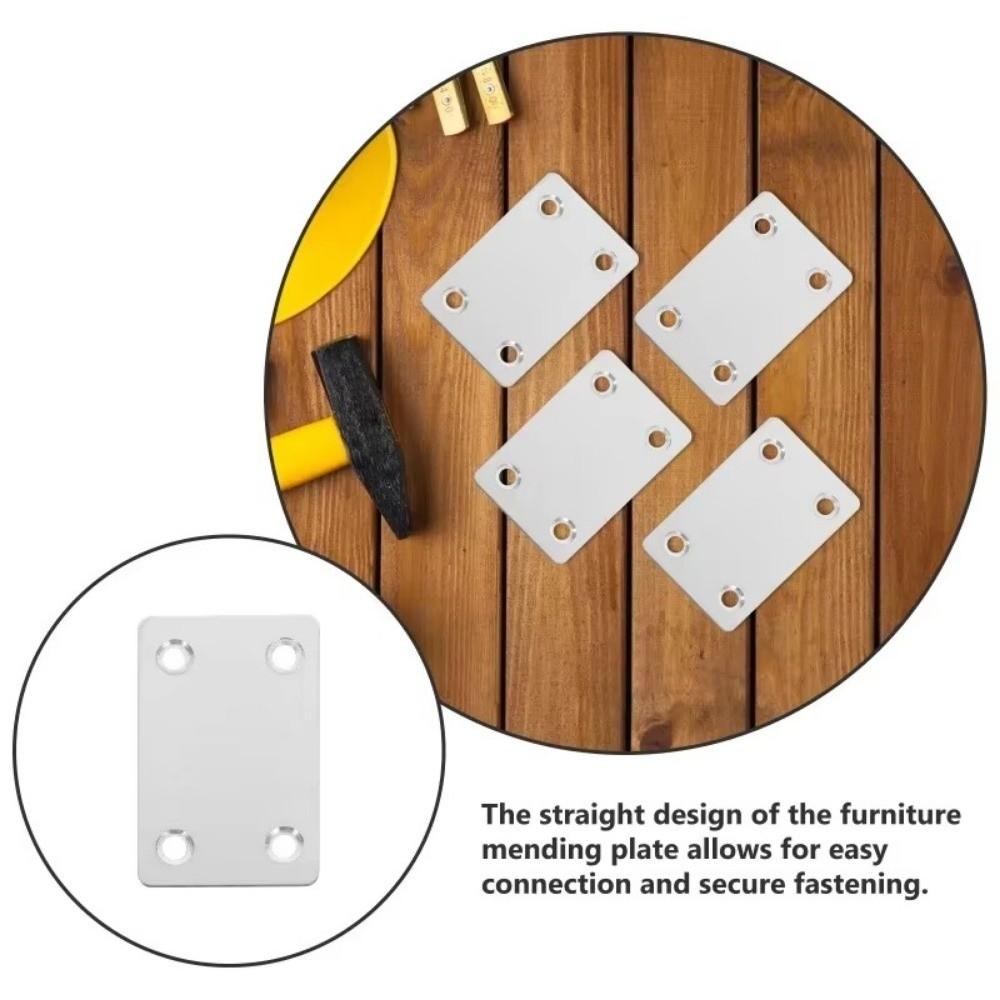 10pcs Stainless Steel Right Angle Bracket Straight Four Hole Fixed Angle Bracket Thicken Furniture Fasteners For Shelves Cbinets