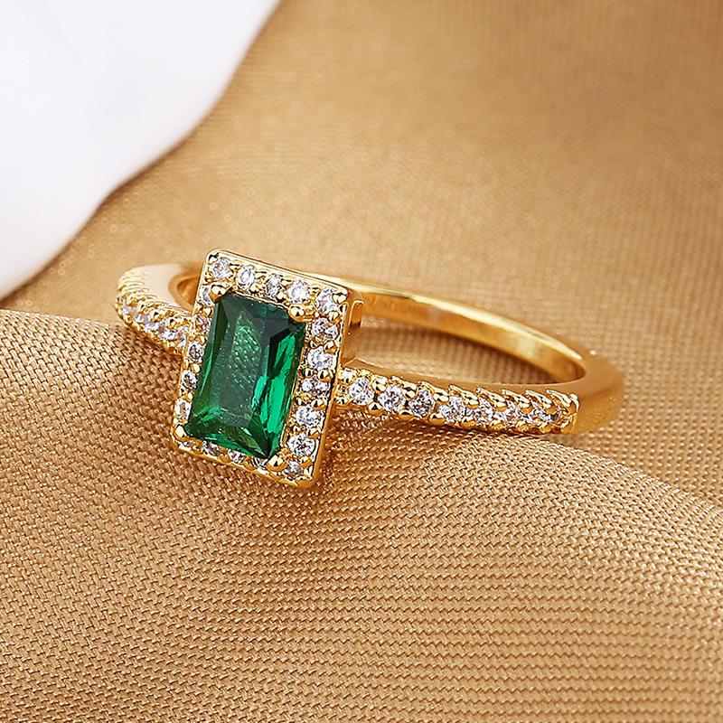 

2026 Multi-color Colored Zircon Ring, Female European and American Light Luxury Square Diamond Ring Engagement Ring Hand Jewelry no. 8