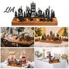 Elk Sleigh Candle Display Christmas Town Silhouette Holder, Wooden Tea Light Stand for Holiday Tabletop Decor Decoration, Metal Festive Fireplace and