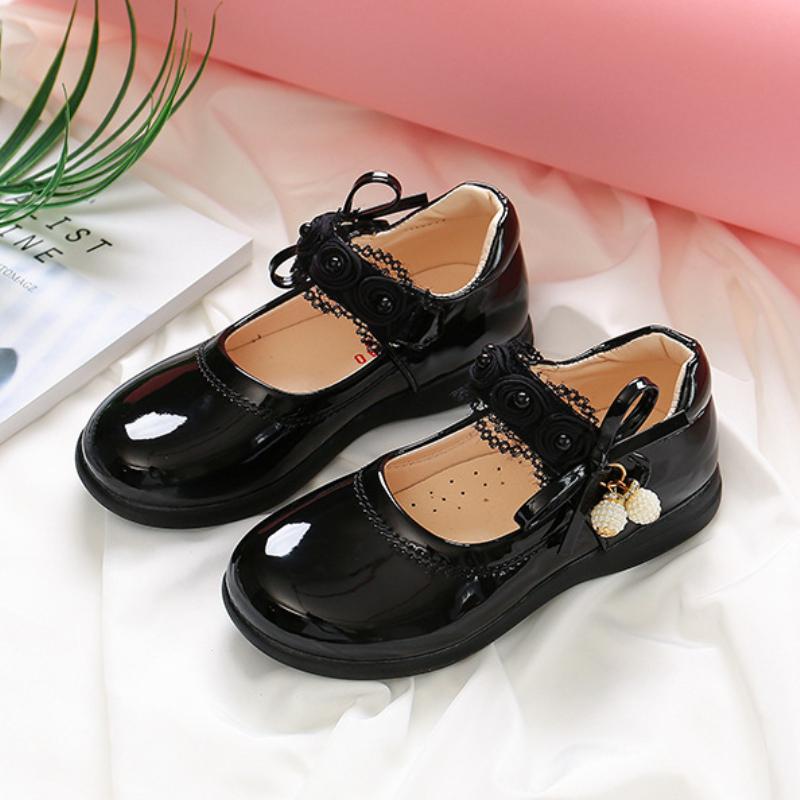 

Кожаная обувь для девочек, модные туфли принцессы на весну и осень, корейская версия, детская обувь на мягкой подошве для выступлений студентов среднего и старшего возраста 38 чёрный