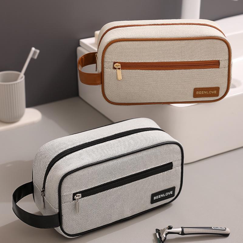 Large Capacity Canvas Travel Makeup Bag - High-End Portable Cosmetic Handbag