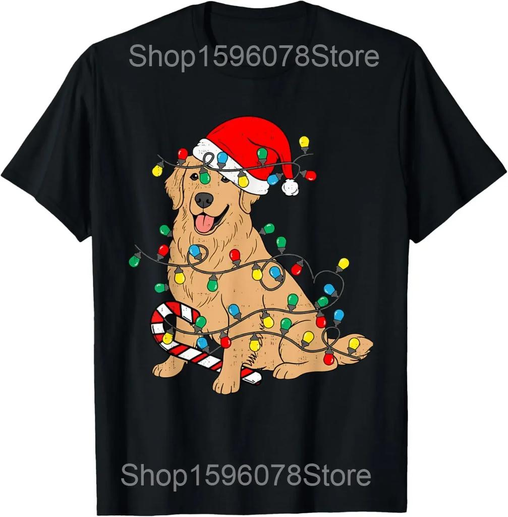 Golden Retriever Japanese Kanagawa Wave Funny Surf Dog T Shirts Men Humor Streetwear Tee Short Sleeve Unisex Loose Clothing