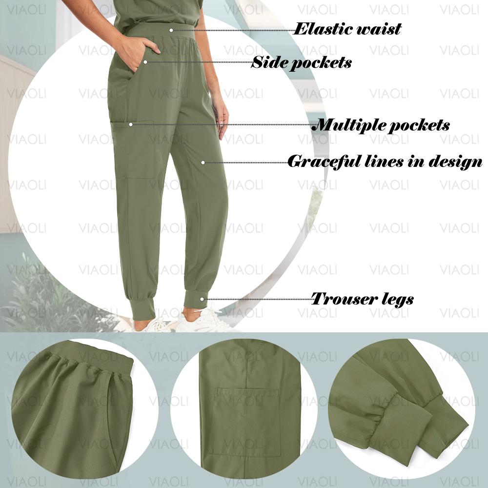 Multicolour Jogger Suit Doctor Nursing Uniform Pocket Top Pants Nurse Scrub Set Medical Clinical Clothes Surgical Uniforms Woman