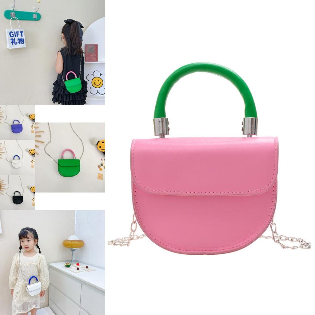 Fashionable Girls Mini Pu Handbag Chic Color Block Design Perfect For Everyday Use