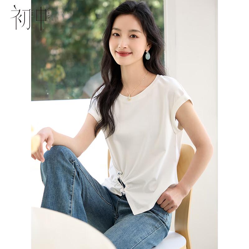 

Women s Short Sleeve Round Neck Twist Waist T-shirt XL