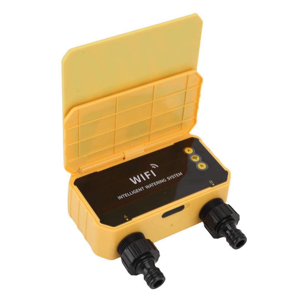 WiFi Solar Watering Timer 2 Outlets Automatic Irrigation Timer for Garden Yard Rain Sensing