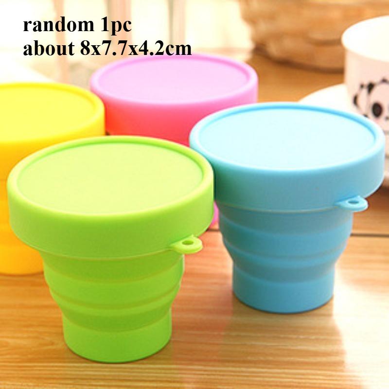 180ml Portable Silicone Retractable Folding Cup with Lid Telescopic Collapsible Drinking Cup for Outdoor Travel