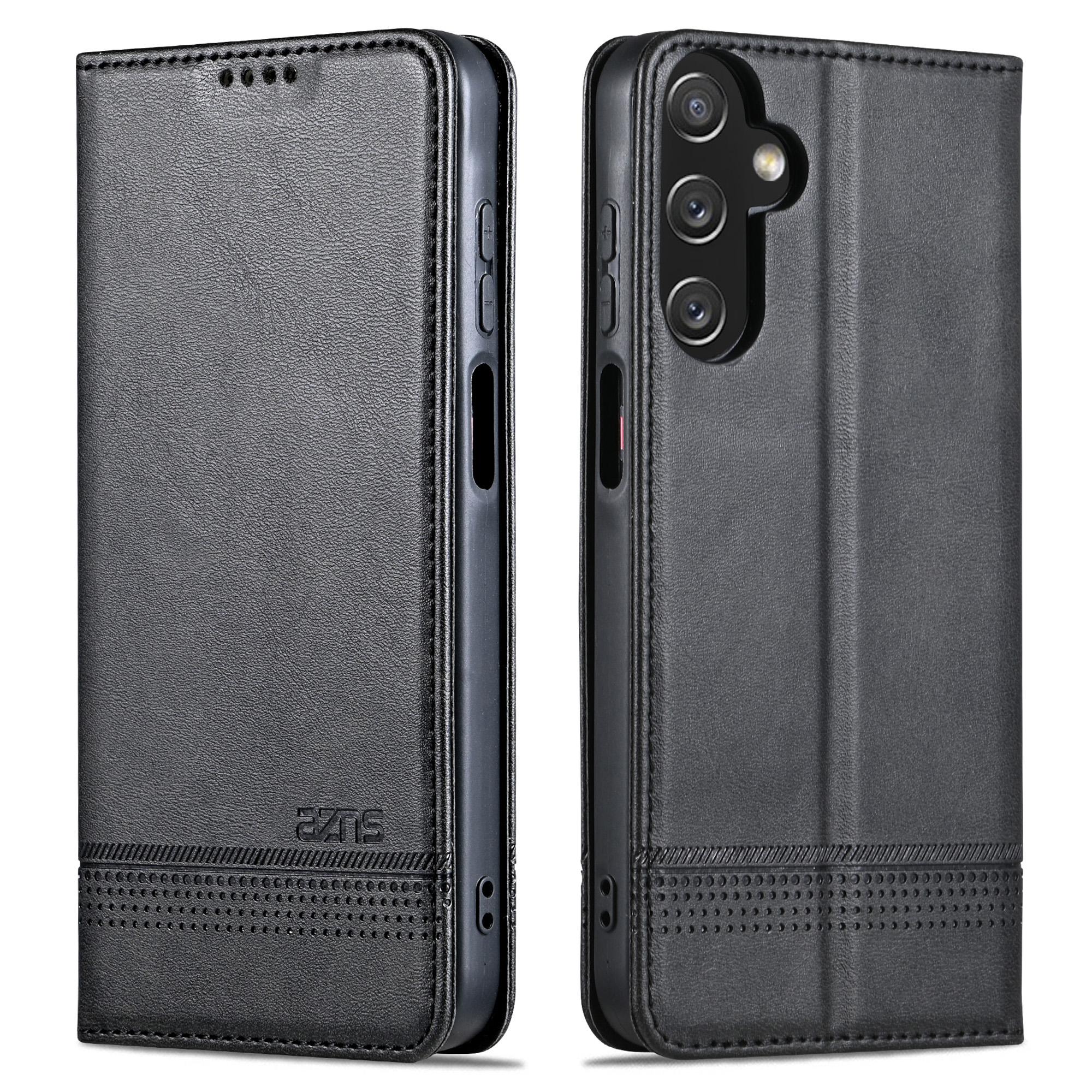

AZNS For Samsung Galaxy A15 4G Case PU Leather Magnetic Suction Wallet Phone Shell Cover Black