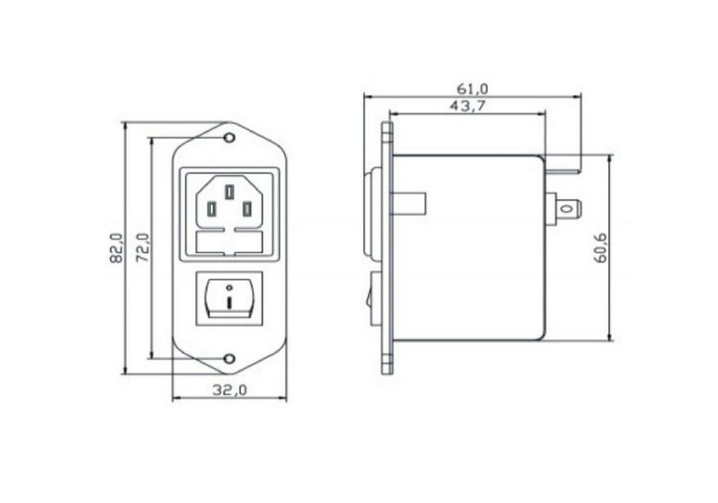 10A Socket Filter with IEC Double Fuse (CW2C-10A-T F2 02)