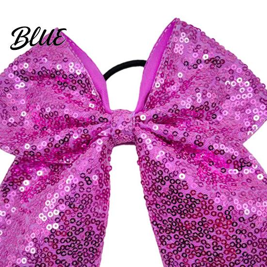 Large Glitter Bow Ties Sequins Hair Bows Elastic Tie Cheerleading Bands for Girls Band Ponytail Holder Scrunchies Women Teens Kids Colorful Sequin