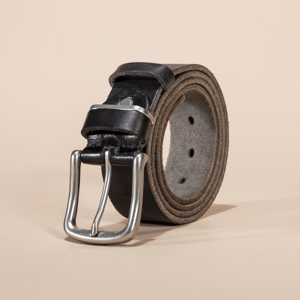 

Шкіряний ремінь Чоловічий Простий Повсякденний Чоловічий ремінь Пряжка-штифт Перфорований ремінь 110cm-130cm чорний