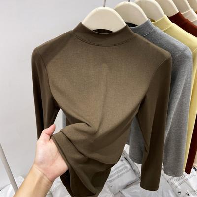 Temperament Versatile Collar Inner Top Women's Autumn and Winter Semi-turtleneck Slim-fitting and Thin Long-sleeved T-shirt Bottoming Shirt