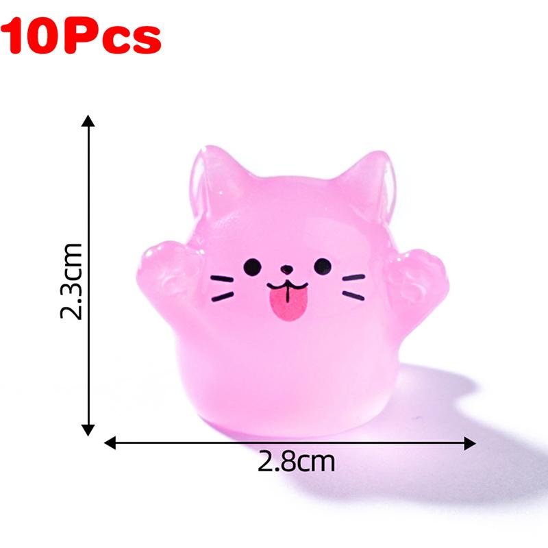 5/10Pcs Mignon Dessin Animé Lumineux Chaton Miniature Figurine Ornement Diy Accessoires de Décoration de Maison Kawaii Décoration de Bureau Cadeaux