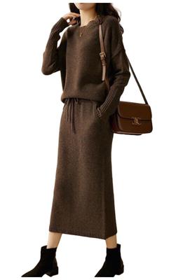 Top Midi Elástico Justo Mais Bonito e Calça Longa Formal para Trabalho de Escritório Roupas de Casa para Mulheres em Seus Tamanhos Soltos e M Marrom Feminino