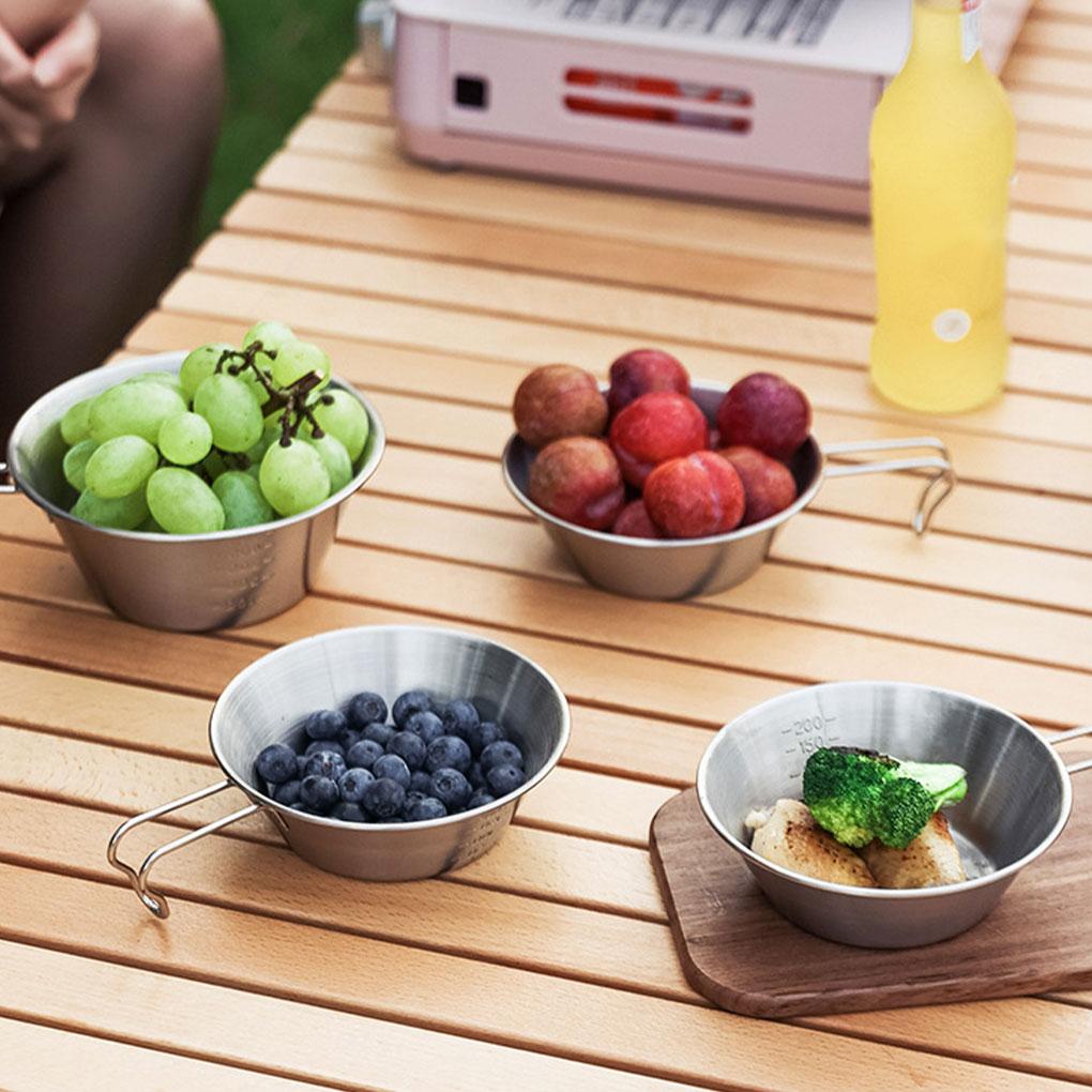 Stainless Steel Sherbet Bowl Portable Tableware Handy Kit For Self-Drive Picnics And Outdoor Activities Self-drive Picnic Tableware Collection Kit