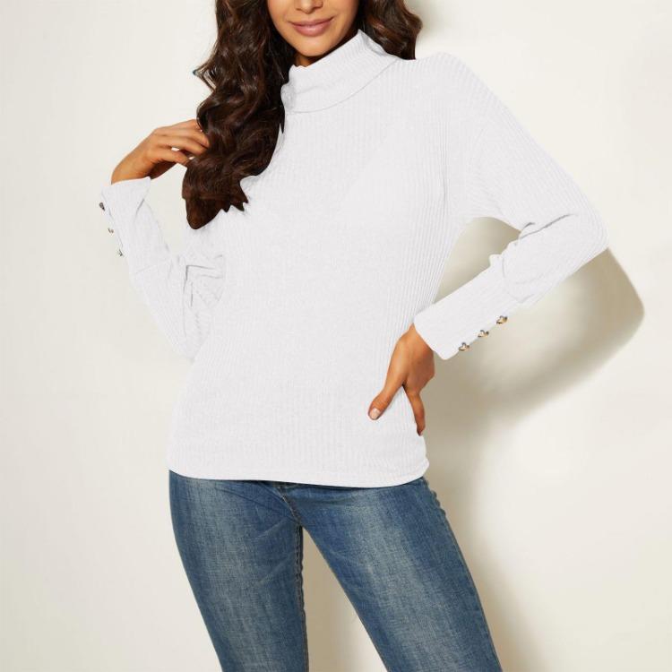 Maglione a collo alto in maglia calda da donna, casual, manica lunga, top invernale