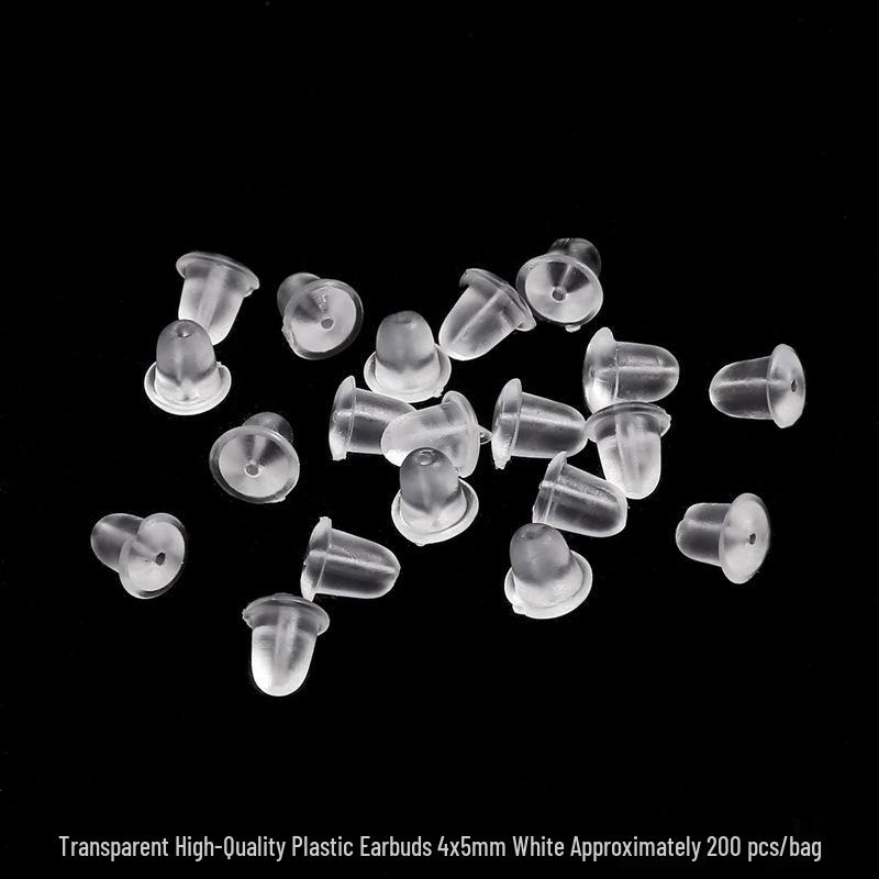 200 Clear Plastic Ear Plugs and Jewelry Accessories: DIY Earring Clasps and Leather Stoppers Collection