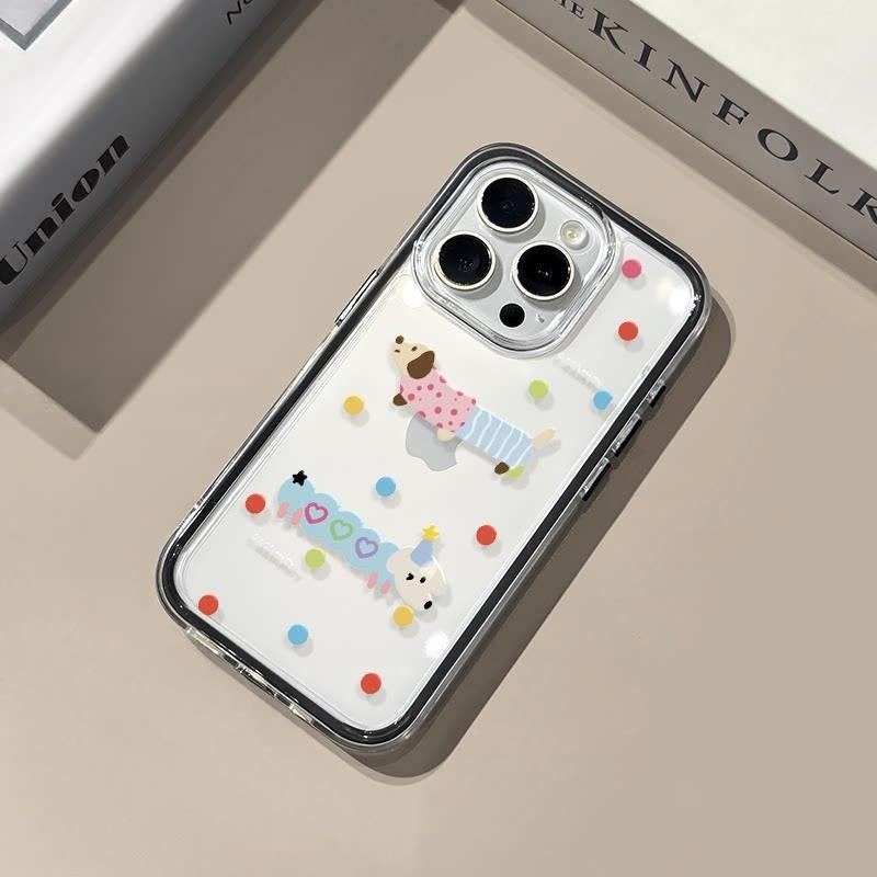 Polka Dot Sausage Dog Soft Clear Phone Case For Samsung Galaxy S26 Ultra S25 S23 FE S24 S22 Plus A57 A37 A55 A36 A15 A16 Cover