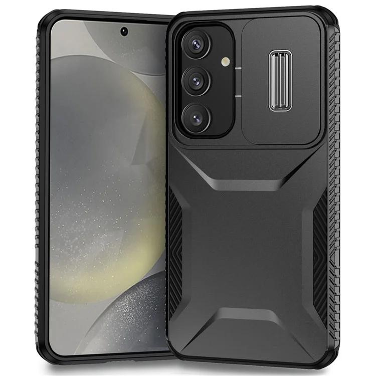 

For Samsung Galaxy S24+ Phone Case with Slide Camera Cover PC+TPU Material