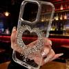 Herzförmige iPhone-Hülle mit Diamanten für Pro Max Modelle (11/12/13/14/15/16)