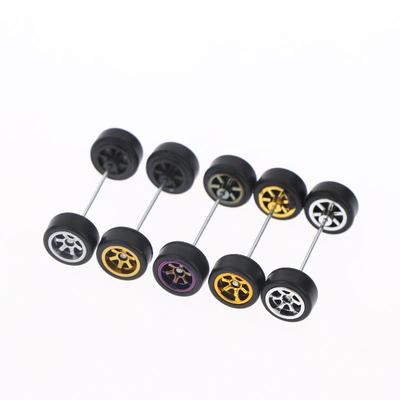 1 Set Diecast Cars Refiting Parts 1/64 Model Q Car Wheels With Detachable Slicks Rubber Tires For Toy Model