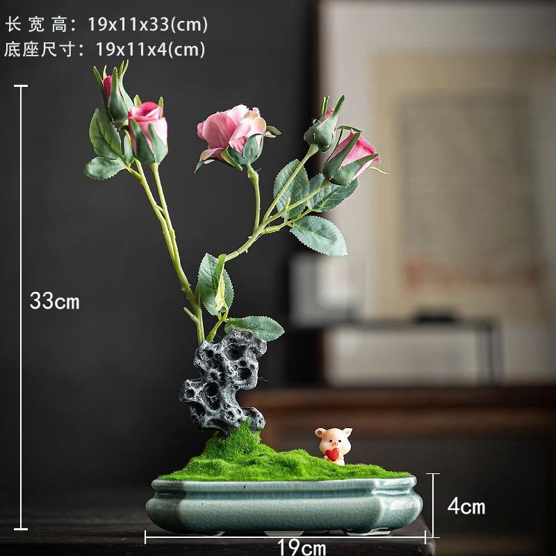 Chinese Style Flower Bonsai Decoration Ornaments For Indoor Study, Living Room Decoration Home Soft Decoration Handicrafts