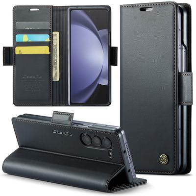 Luxus-Leder-Halter-Mappen-Flip-Magnetgehäuse-Karte für Samsung Galaxy Z Fold 5 5G Silikon-Schutzhülle