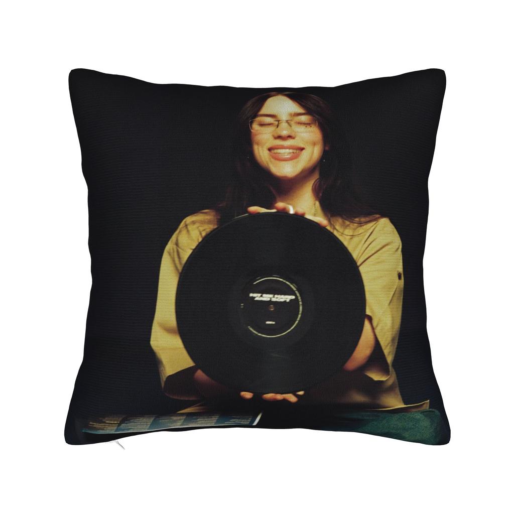 Billies Eilishs Pillowcase Double-Sided Printing Fabric Cushion Cover Decoration Throw Pillow Case Cover Home 45X45Cm