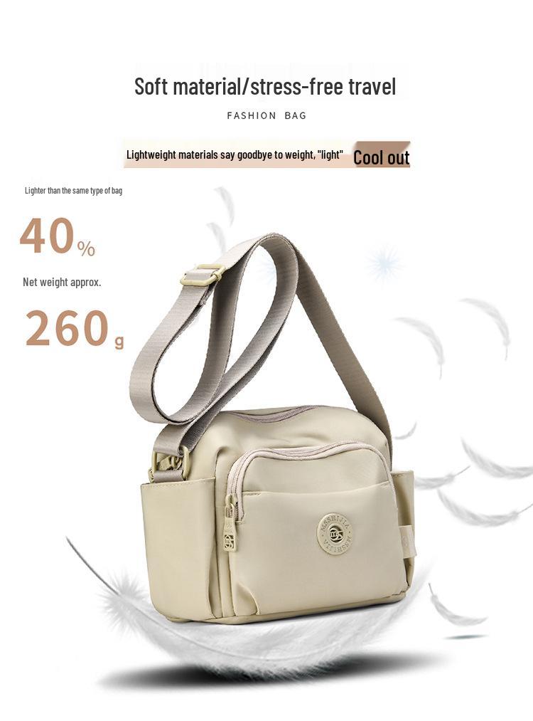 Sac bandoulière léger en nylon pour femme 2026 - Résistant à l'usure, Multi-couches, Polyvalent pour le quotidien et les trajets