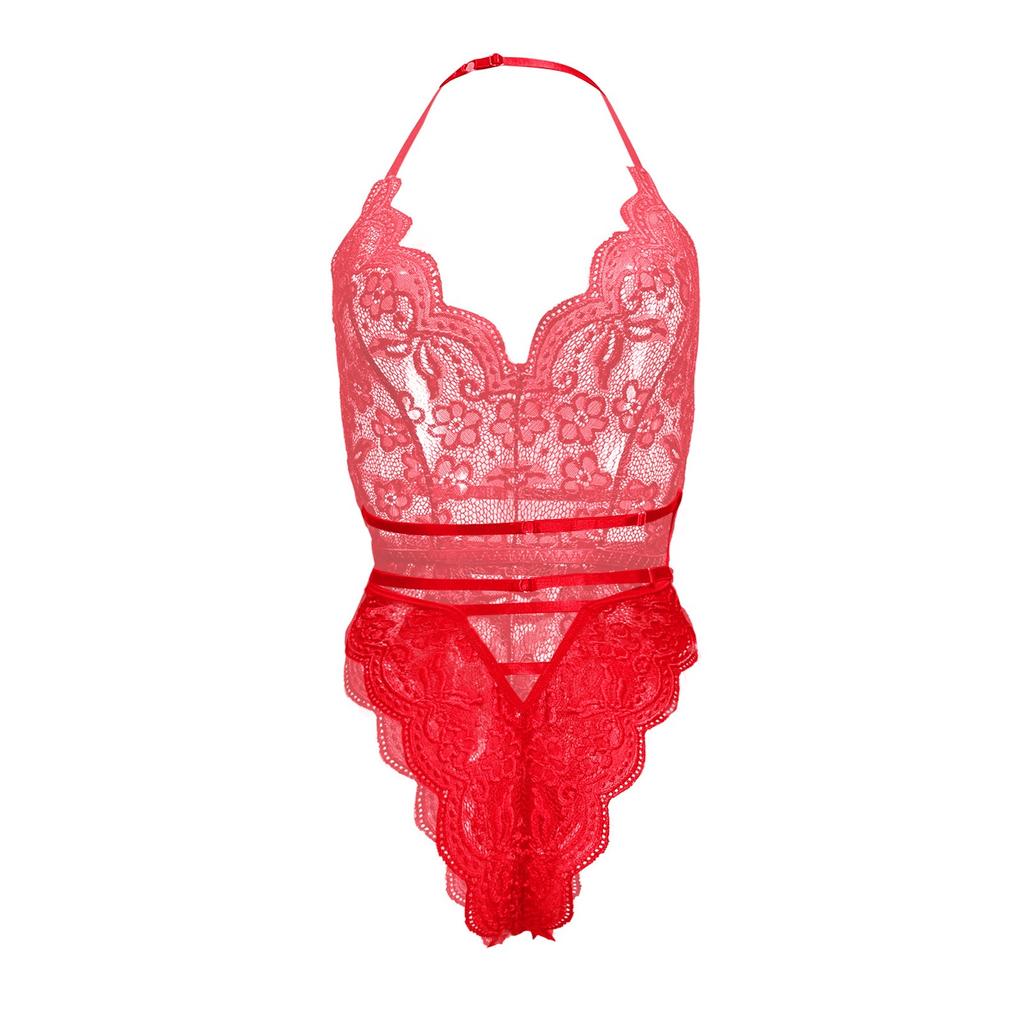Women's Sexy Lingerie Lace Lace Deep V Open Back Lace-up One-piece Underwear