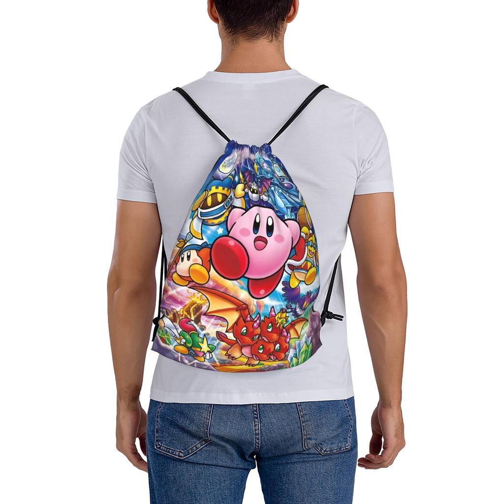 Custom K-Kirbys Drawstring Bags Women Men Portable Sports Gym Sackpack Cartoon Shopping Backpacks