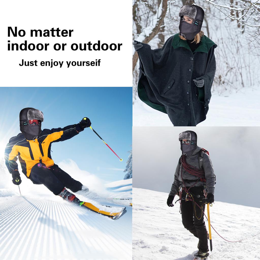 Winter Bluetooth Headphones Hat Outdoor Warm Wireless Music Headset Windproof Hiking Skiing Cap with Microphone for IOS Andriod