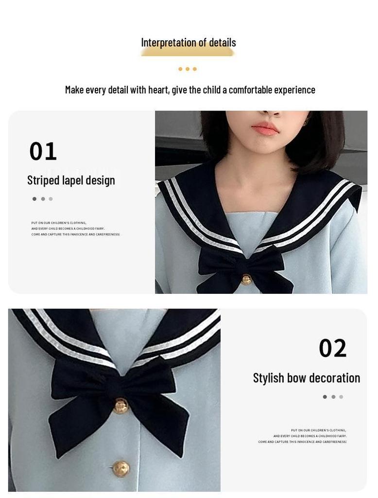 2025 Mädchen Frühling/Herbst Koreanische Matrosenuniform Rockset für Mittel- und Großkinder