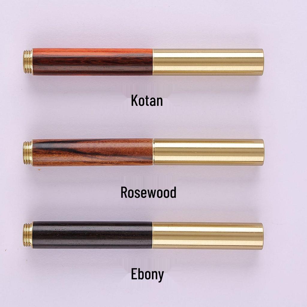 Retro Brass & Sandalwood Pocket Fountain Pen Set – Signature Calligraphy and Business Office Gift.