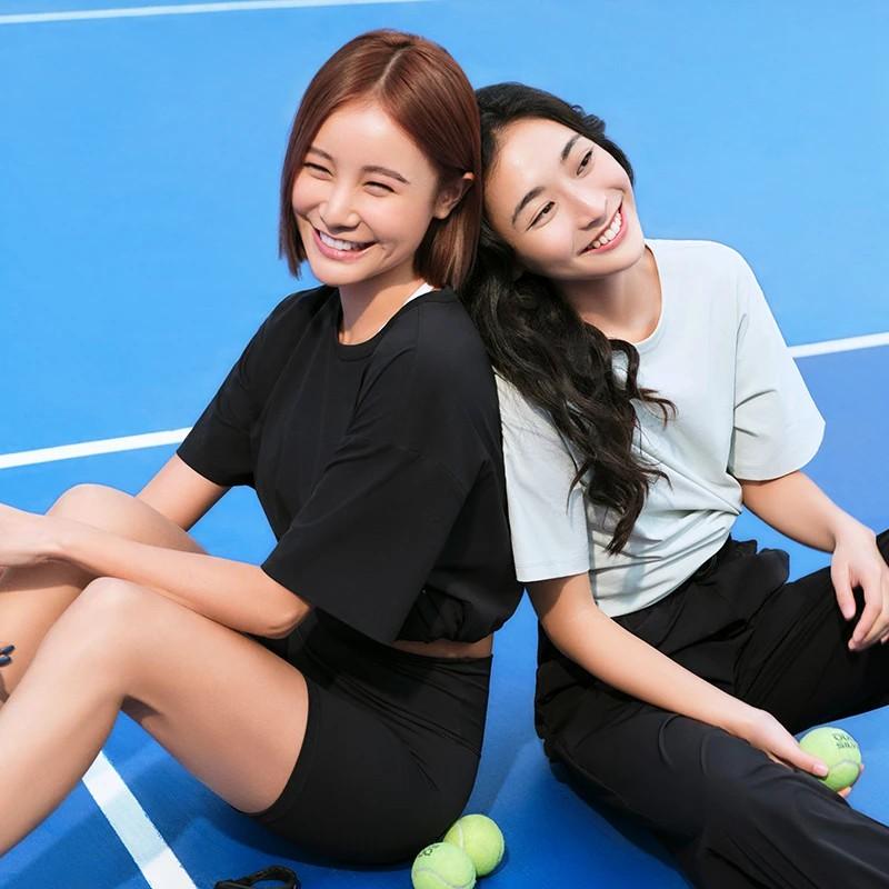 Li-Ning Fitness Series Solid Color Round Neck Moisture Wicking Loose Short Sleeve T-Shirt Women Tops Black ATSU456-5