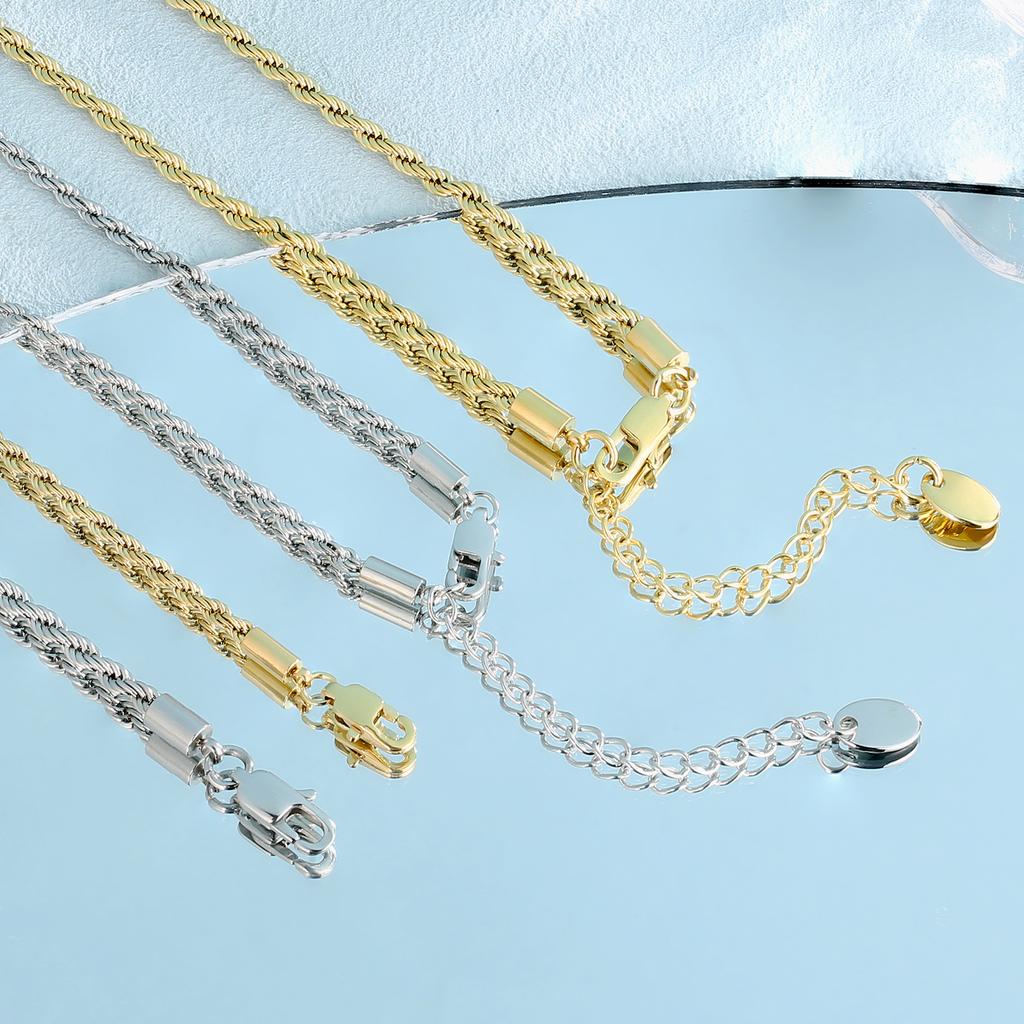 Women Girls Barefoot Ankle Jewelry 14K Gold Plated Summer Beach Gift Waterproof Stainless Steel Twist Rope Anklet Foot Bracelet