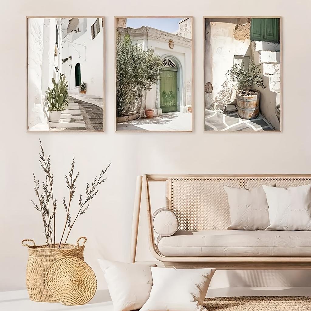 3er-Set Moderne Boho Olivenbaum Wandkunst Leinwand Poster, Rahmenlos Hochformat für Wohnzimmer Innen Dekoration